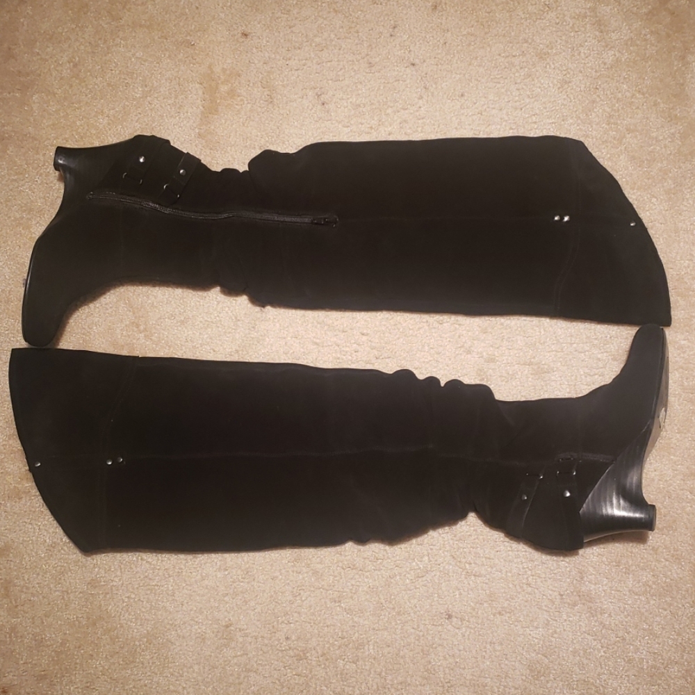 Black Suede Over The Knee Boots